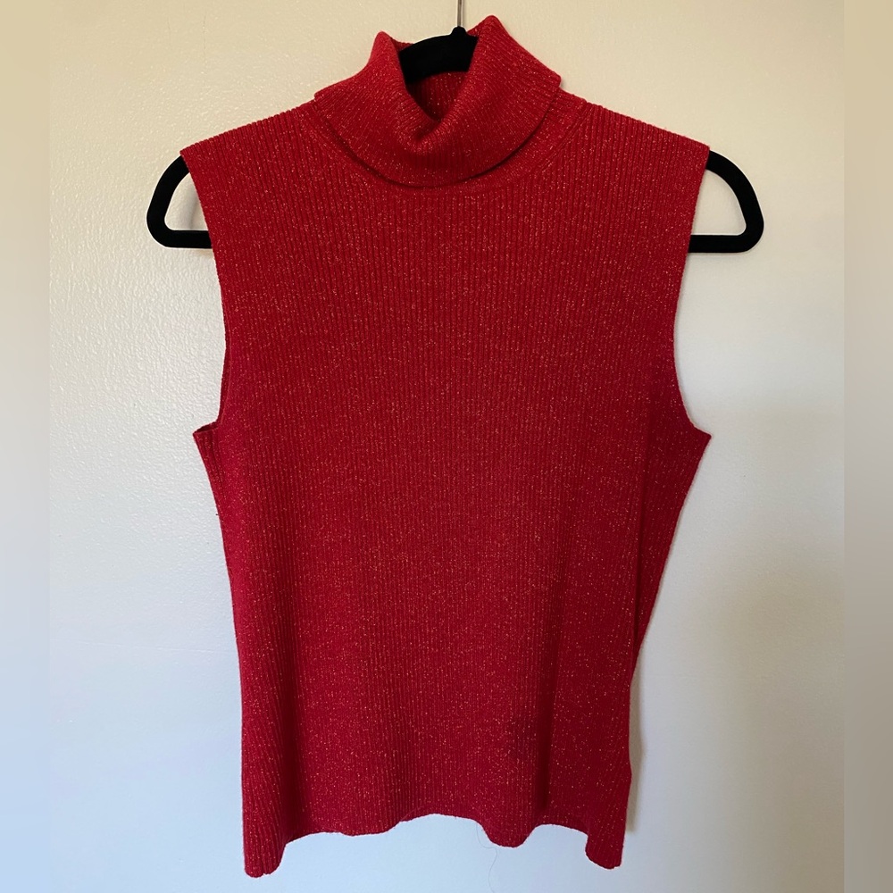 Metallic turtle neck sleeveless top